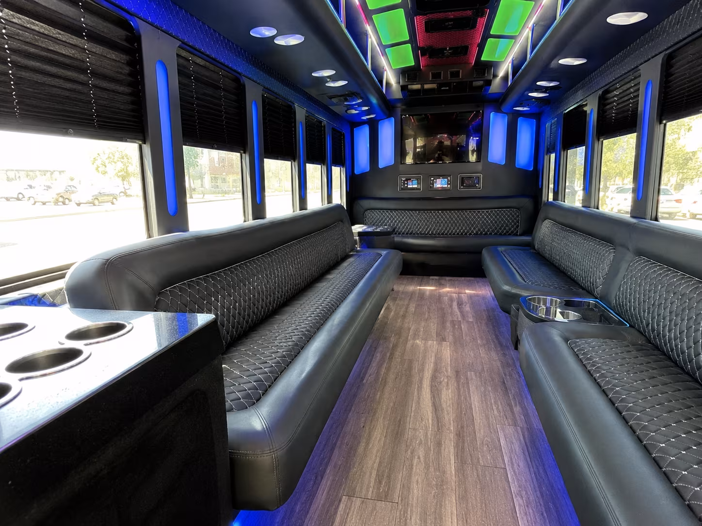 springdale 15 passenger party bus inside