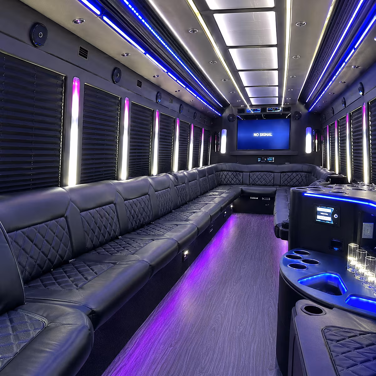 springdale 30 passenger party bus inside