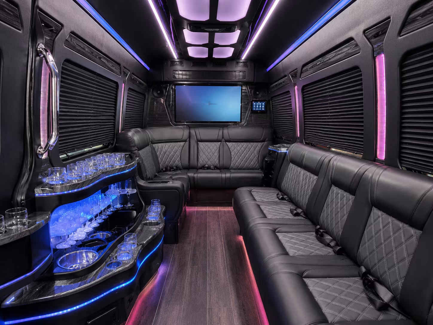 springdale 40 passenger party bus inside