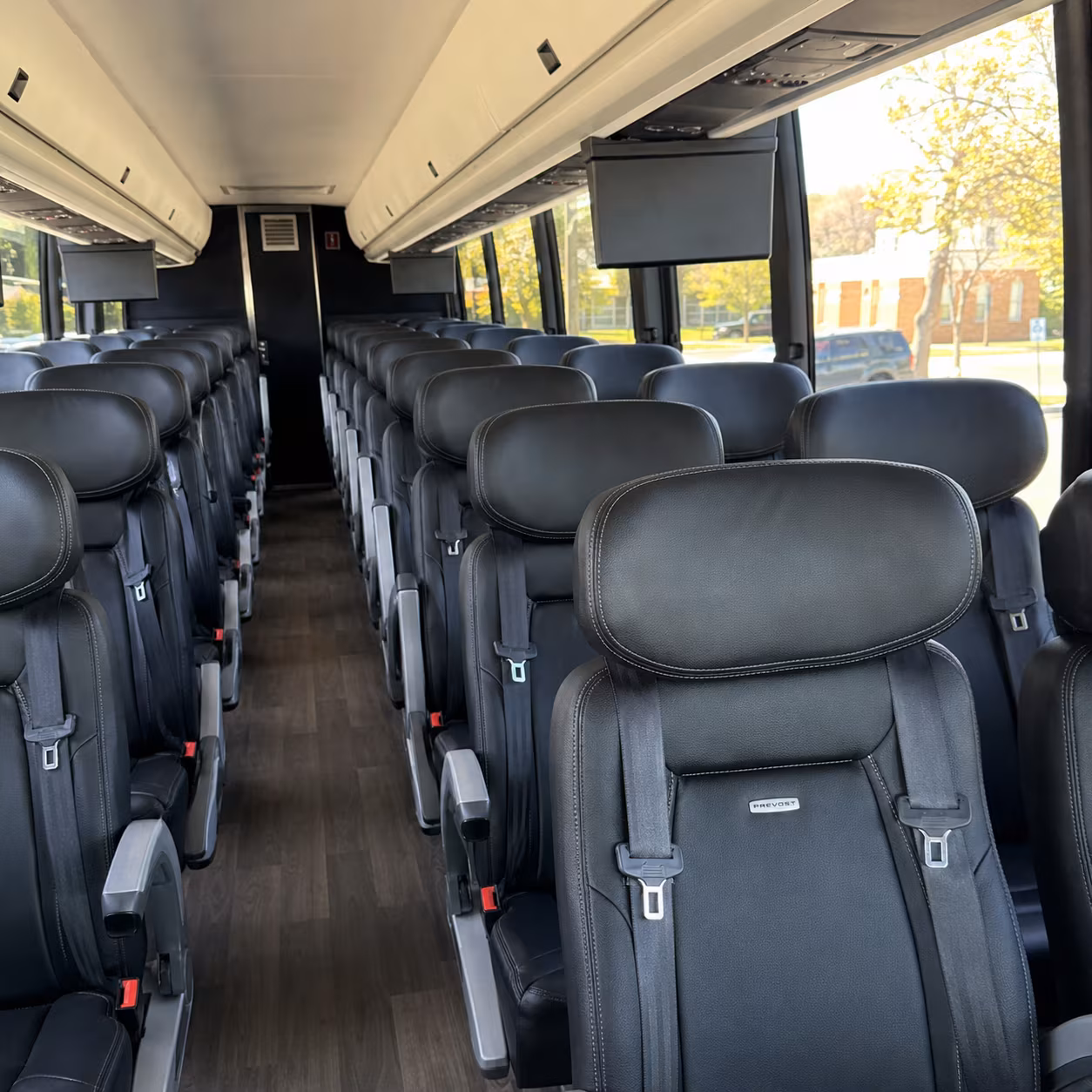 springdale 56 passenger charter bus inside
